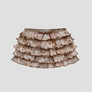 Ruffled Mesh Layered Shorts Fawn Deer Print